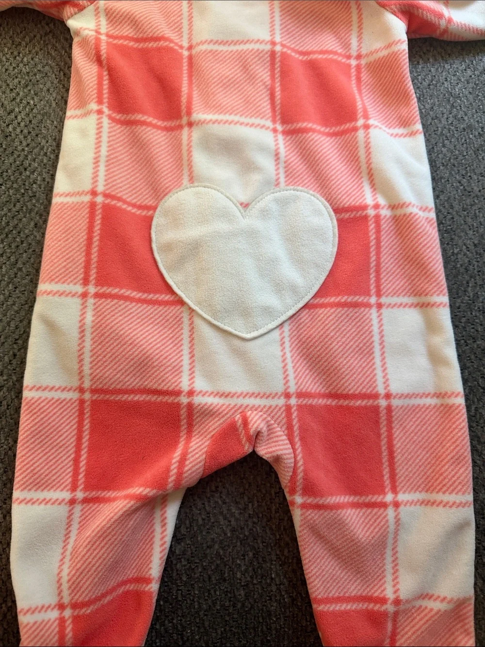Carter's Coral and White Plaid Hooded Fleece Footed One-Piece